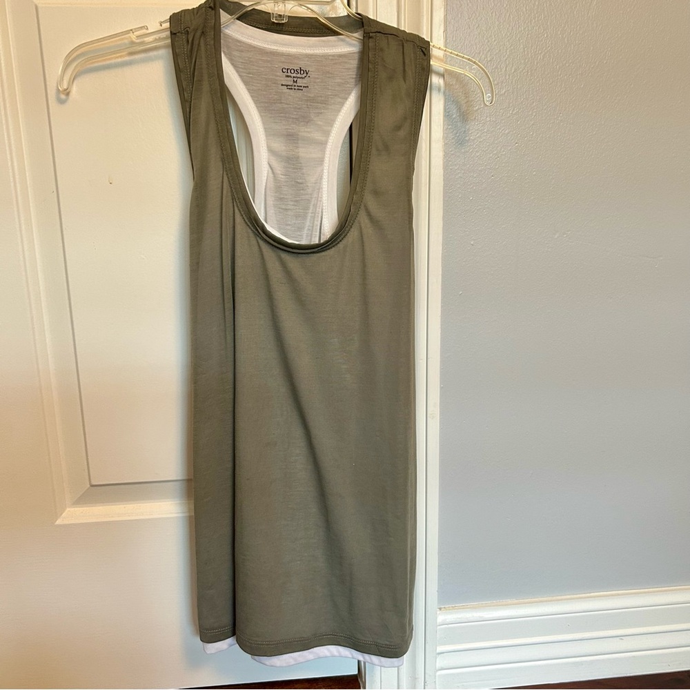 Crosby Olive and White tank top